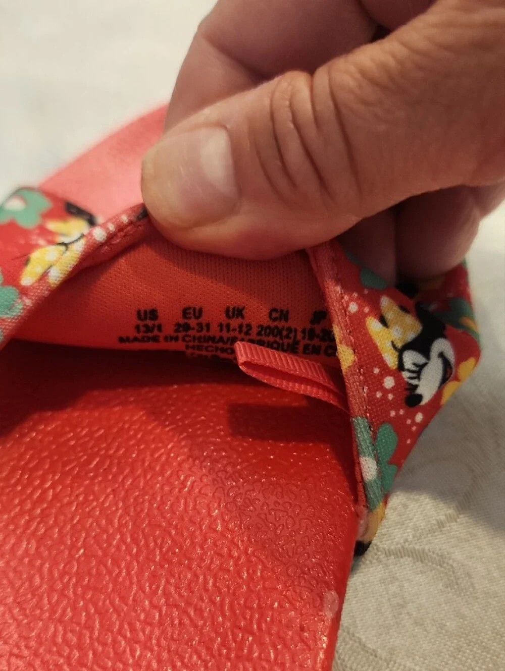 Disney Minnie Mouse Red Floral Slide Sandals for Kids Size 13/1 [V1]